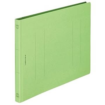(まとめ) ライオン事務器 フラットファイル（環境） 樹脂押え具 A4ヨコ 150枚収容 背幅18mm 緑 A-519KA4E 1セット（10冊） 【×5セット】