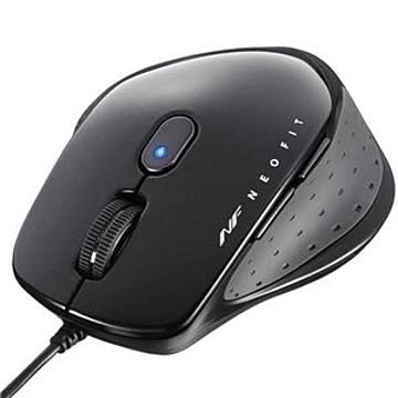 バッファロー（サプライ） 有線 BlueLED 5ボタン NEOFITマウス Mサイズ ブラック BSMBU510MBK