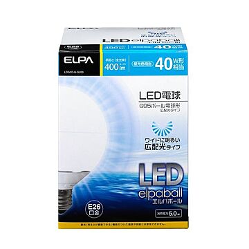 （まとめ） ELPA LED電球 ミニボール球形 40W形 E26 G95 昼光色 LDG5D-G-G200 【×2セット】
