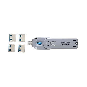(まとめ)サンワサプライ USBコネクタ取付けセキュリティ SL-46-BL×2セット