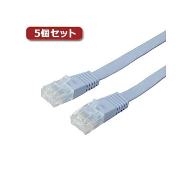 5個セット ミヨシ カテ5eストレートLANケーブル フラットタイプ 幅7.2mm 厚さ1.5mm ブルー 20m ZLN-FL20BLX5