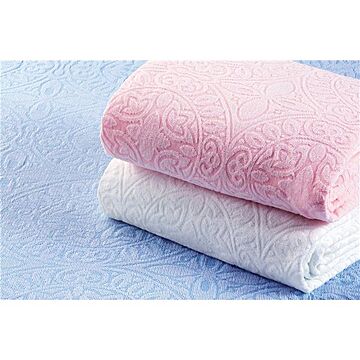 ジャカード織 タオルシーツ/ベッドシーツ ピンク 幅140cm シングルサイズ 洗える 綿100％ 日本製 今治産