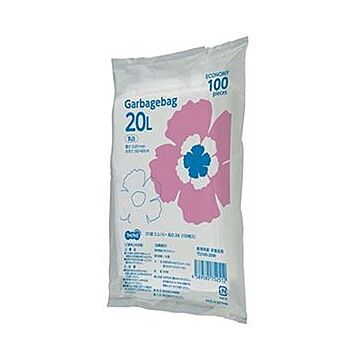 （まとめ）TANOSEE ゴミ袋エコノミー乳白半透明 20L 1パック（100枚）【×20セット】