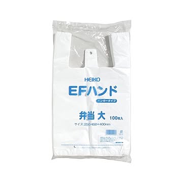 （まとめ） シモジマ レジ袋 EFハンド弁当用 大 乳白 100枚入 【×10セット】