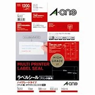 エーワン ラベルシール/宛名シール A4/12面 100枚 ハイグレードタイプ 76312