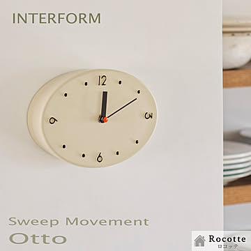 【電池ﾌﾟﾚｾﾞﾝﾄ】インターフォルム  掛け時計 置時計 2way 連続秒針  オットー CL4624