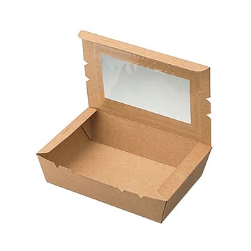（まとめ）水野産業 窓付きランチボックス（M）クラフト 1パック（50枚）【×2セット】