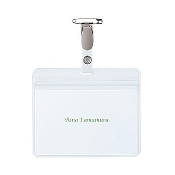 （まとめ） TANOSEE タッグ名札 チャック付大 安全ピン・クリップ両用型 1パック（10個） 【×5セット】