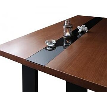 Bistro M ダイニングテーブル ウォールナットデザイン＋ブラックガラス W150 4人用