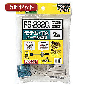 5個セット サンワサプライ RS-232Cケーブル(TA・モデム用・2m) KR-MD2X5 管理No. 4589452971701