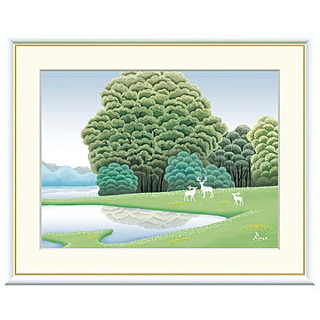 額絵 湖畔碧樹 竹内凛子 61x49.5cm 三幸