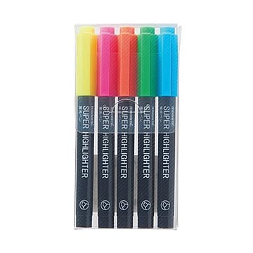（まとめ） モナミ 蛍光ペン SUPERHIGHLIGHTER 5色セット（黄・桃・橙・緑・水色） 18443 1パック 【×30セット】
