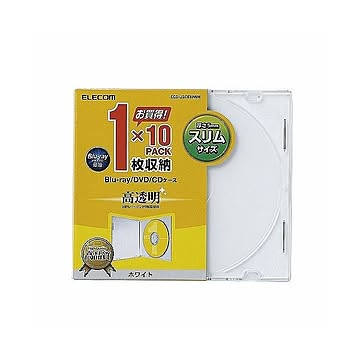 (まとめ)エレコム Blu-ray/DVD/CDケース(スリム/PS/1枚収納) CCD-JSCS10WH×10セット