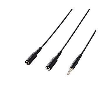 （まとめ） エレコム テレビ用ヘッドホン延長ケーブル/2分配/3m/ブラック EHP-TVEW30BK 【×2セット】