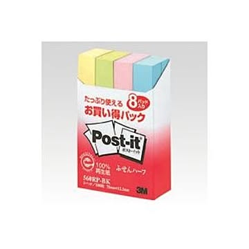 （まとめ） 住友スリーエム ポストイット(R) 8個入り 横12.5×縦75mm 560RP-BK 混色 8個入 【×10セット】