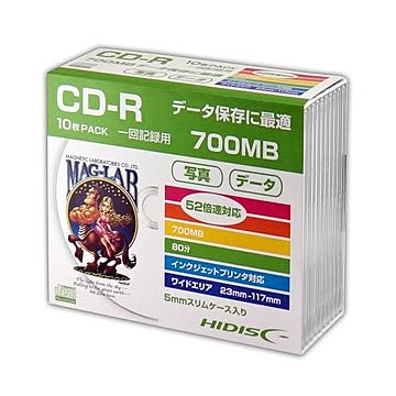 (まとめ)HIDISC CD-R データ用5mmスリムケース10P HDCR80GP10SC×5セット