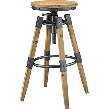 東谷 TTF-818 ハイスツール 幅54cm 奥行54cm 高さ70〜78.5cm 天然木 杉 スチール 座面回転 アイアン スツールチェア 送料込み