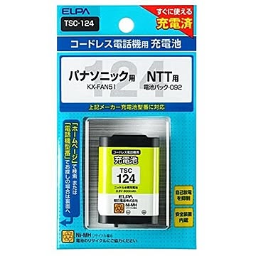 コードレス電話機用 交換充電池 パナソニック（PANASONIC）、NTT用 NiMHTSC-124 ELPA