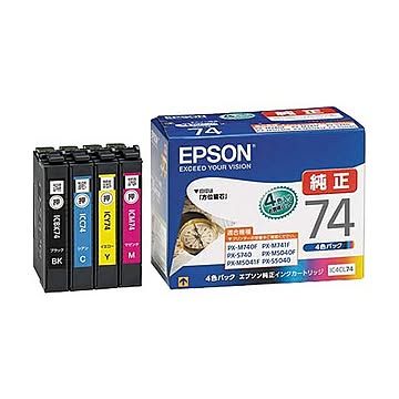 (まとめ) エプソン EPSON インクカートリッジ 4色パック IC4CL74 1箱（4個：各色1個） 【×5セット】