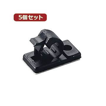 （まとめ）YAZAWA 5個セットケーブルクリップ 内径：12mm 黒 8個入 FKN12X5【×3セット】