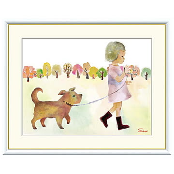 額絵 散歩をする少女 榎本早織 52x42cm 三幸