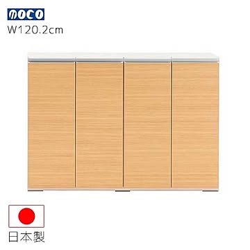 フナモコ ローキャビネット ナチュラル色 LBA-120 幅120.2 奥行31.0 高さ84.0 木目柄 木製 薄型 カウンター下収納 キャビネット 家具 収納家具 インテリア 日本製 送料込み