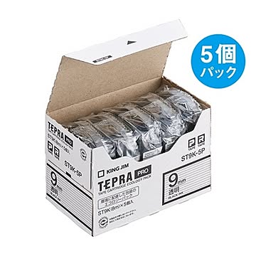 テプラ PROテープカートリッジ 透明ラベル 9mm （黒文字） 5個入エコパック