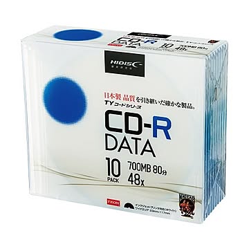 （まとめ）ハイディスク データ用CD-R700MB 48倍速 ホワイトワイドプリンタブル 5mmスリムケース TYCR80YP10SC1パック(10枚) 【×5セット】