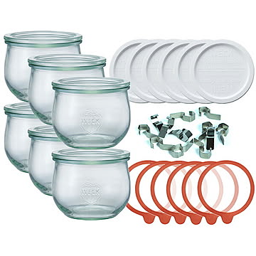 チューリップ500ml(744)×6、ゴムパッキンL×6、クリップ×12、プラスチックカバーL×6 セット WECK