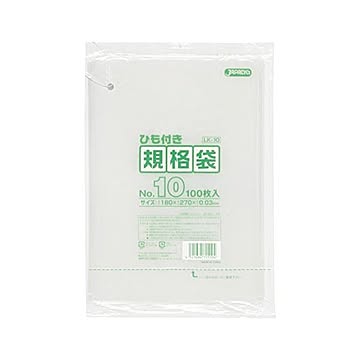 規格袋ひも付 10号100枚入03LLD透明 LK10 （60袋×5ケース）合計300袋セット 38-467