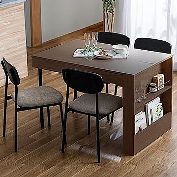 アイリスオーヤマ DTS-STR ダイニングテーブルセット 収納付き ウォールナット 1ｾｯﾄ 1,080×700×720mm
