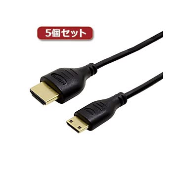 5個セット ミヨシ HDMIケーブル ミニコネクタ 1m ブラック HDC-MN10／BKX5