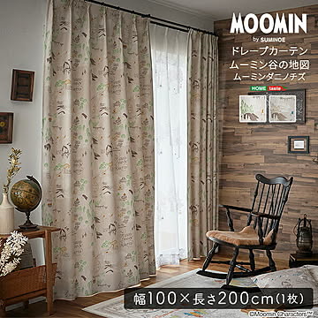 MOOMIN/ムーミン　ドレープカーテン　100×200cm×1枚【ムーミン谷の地図】
