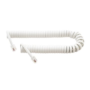 ミヨシ 4極4芯 受話器用カールコード クロス結線 DC-J403/WH 【10本セット】