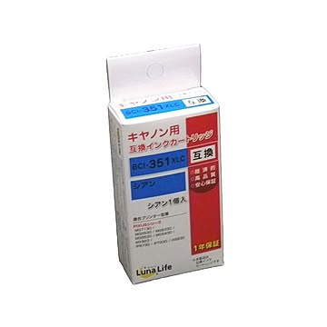 （まとめ）ワールドビジネスサプライ Luna Life キヤノン用 互換インクカートリッジ BCI-351XLC シアン LN CA351C×10セット