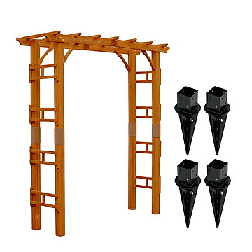 天然木製アーチ 土中用金具 組立式 FLPG-R1900UB-SET 幅1905x奥行610x高さ2030mm 住まいスタイル