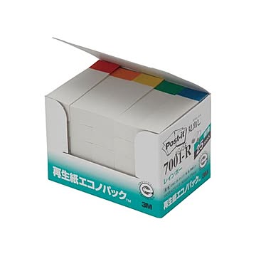 （まとめ） 3M ポスト・イット エコノパック見出し 再生紙 50×15mm ホワイト（5色帯入） 7001-R 1パック（25冊） ×5セット