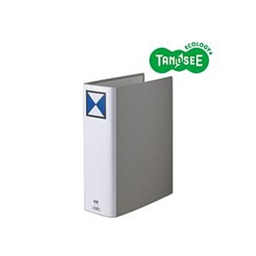 （まとめ）TANOSEE 両開きパイプ式ファイル A4タテ 80mmとじ グレー 10冊
