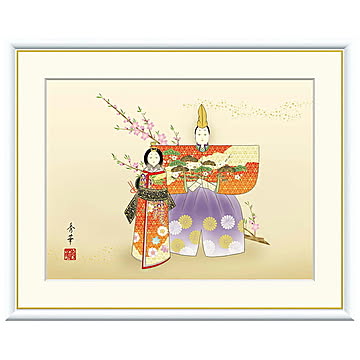 額絵 立雛 野川秀華 52x42cm 三幸