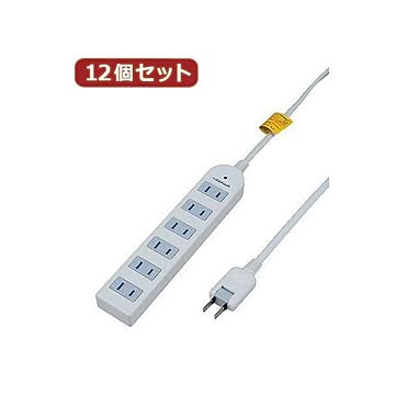 YAZAWA 12個セット 雷ガード付延長コード・タップ6個口 Y02KS605WHX12