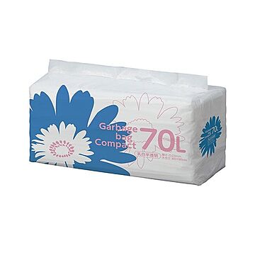 （まとめ）TANOSEE ゴミ袋 コンパクト乳白半透明 70L 1パック（50枚）【×5セット】