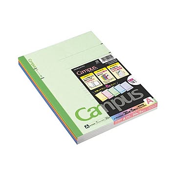 （まとめ） コクヨ キャンパスノート（カラー表紙）セミB5 A罫 30枚 5色（各色1冊） ノ-3CANX5 1パック（5冊） 【×10セット】