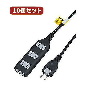 YAZAWA 10個セット耐トラ付タップ4個口 Y02S402BKX10 管理No. 4560352868001