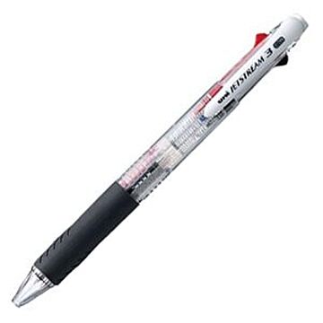 (まとめ) 三菱鉛筆 3色ボールペン ジェットストリーム3 0.38mm 軸色（透明） SXE340038.T 1本 【×15セット】