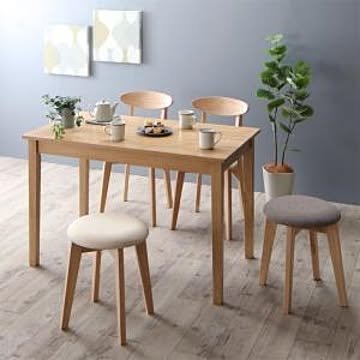 北欧テイスト ダイニング Lucks ルクス 5点セット(テーブル+チェア2脚＋スツール2脚) ナチュラル W115