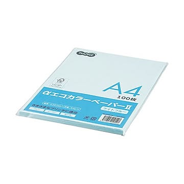 (まとめ) TANOSEE αエコカラーペーパーII A4 ライトブルー 少枚数パック 1冊（100枚） 【×30セット】