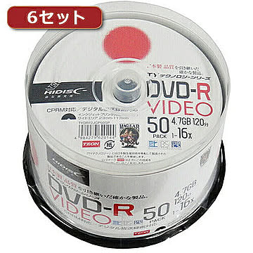 6セットHI DISC DVD-R(録画用)高品質 50枚入 TYDR12JCP50SPX6 管理No. 4560352838325
