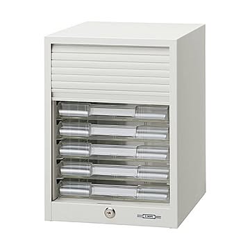 ライオン事務器 A4サイズ対応 シャッター付きレターケース 7段 ライトグレー No.137PT