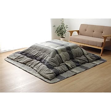 シンプル柄 こたつ布団 【掛け布団・敷布団セット】 グレー 約190×240cm 長方形 洗える【代引不可】