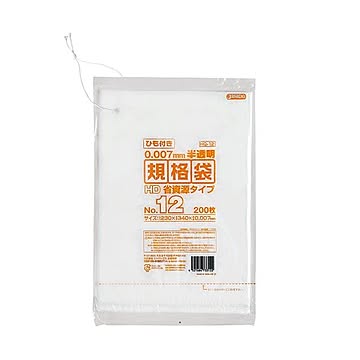 （まとめ） ジャパックス 規格袋HDひも付き 12号230×340mm HQ12 1パック（200枚） 【×30セット】